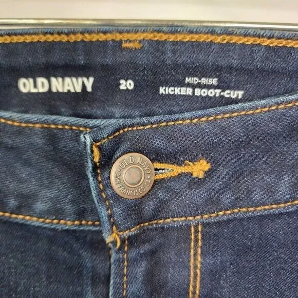 NEW Old Navy Mid Rise Kicker Boot Cut Jeans Dark Wash Womens Size 20 - Picture 3 of 8